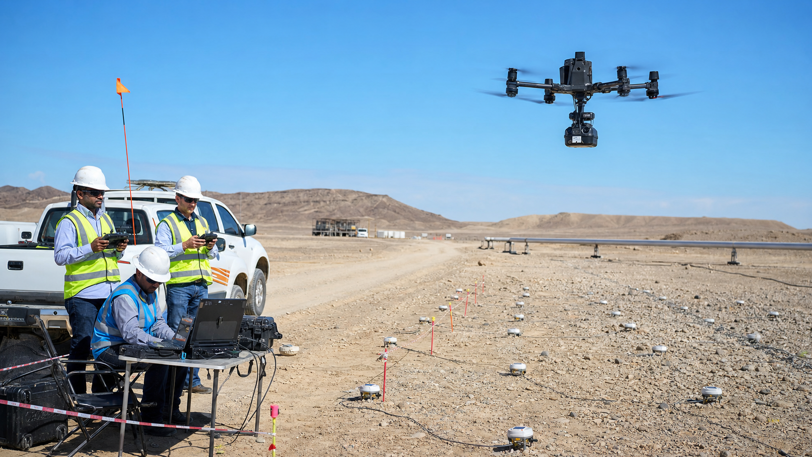 AI-generated illustration of drone-supported field quality control